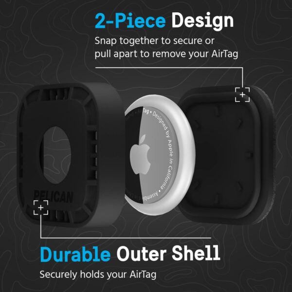 Pelican Protector 4-Pack AirTag Holder - Air Tag Case with 3M Adhesive Sticker - Rugged Shockproof AirTag Cover - Hidden Air Tag Holder Stick On Mount for Travel Luggage Bike Car Remote - Black - Image 8