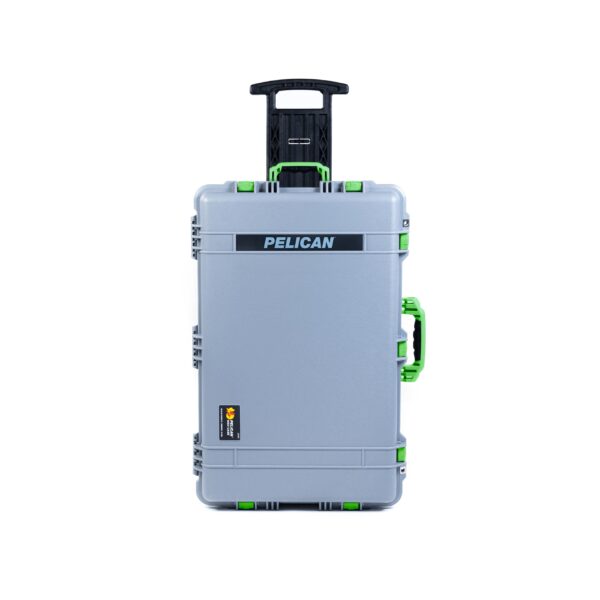 Pelican 1650 Case by ColorCase - Silver - Large Size Rolling Waterproof Case (Case Only) - Lime Green Handles & Latches - Image 4
