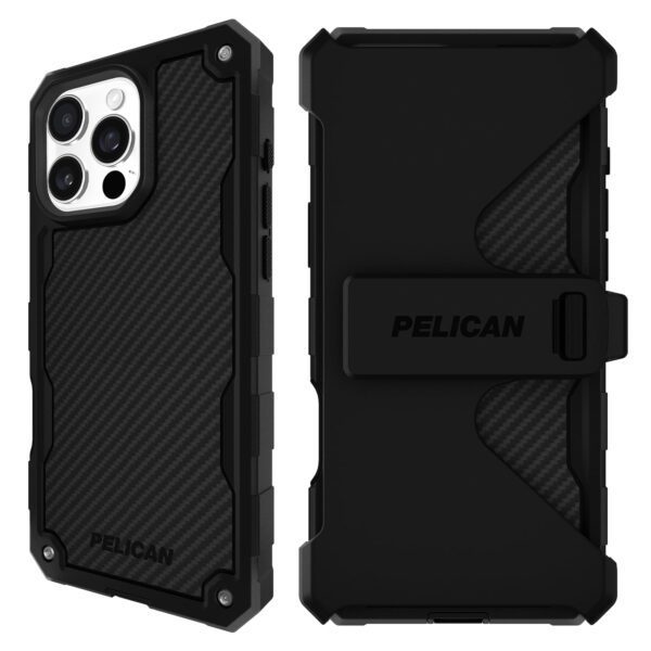 Pelican Shield iPhone 16 Pro Max Case [Compatible with MagSafe] Rugged Phone Case w/ 21ft Military-Grade Drop Protection - Heavy Duty Phone Cover w/Belt Clip Holster for iPhone 16 Pro Max - Carbon - Image 2