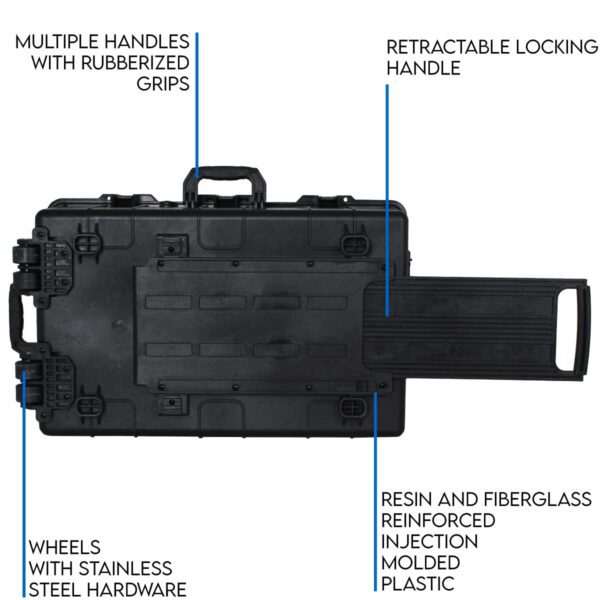 DCB Cases - Element 7975F | 32 x 21 x 12 Ext Dim | IP67 Waterproof | Pluck Foam Insert | Telescoping Handle | Rubberized Grips | Resin-Reinforced Injection Molded Plastic | 7 Latch Lid Close | Wheels - Image 5