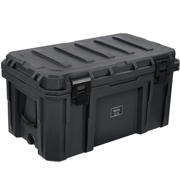 SR-90 Large Crossover Overland Cargo Case, Equipment Hard Case, Roto Molded, Stackable with Pad-Lock Hasp, Strap Mountable, TSA Standard, IPX4 Rated, 90 Liters (Black)