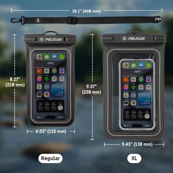 Pelican Marine - IP68 Waterproof Phone Pouch (Regular Size) Floating Waterproof Phone Case - Beach Cruise Ship Travel Essentials - Works with All Phones - Detachable Lanyard - Black - Image 4