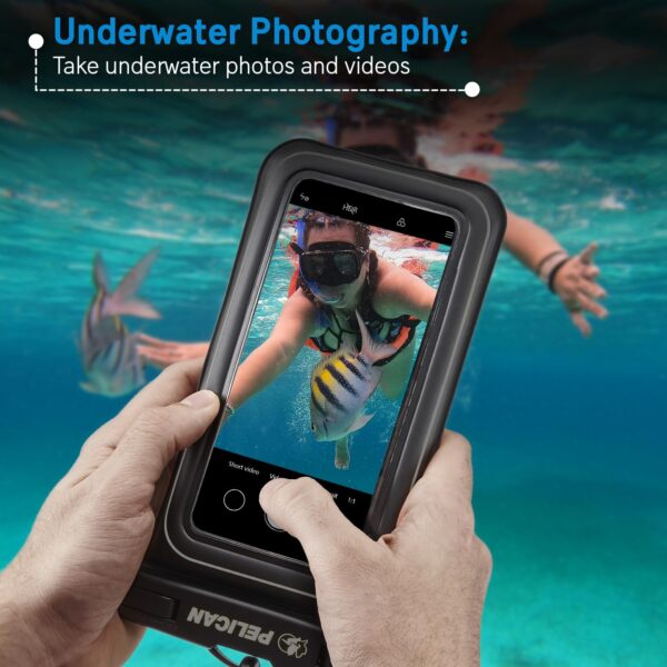 Pelican Marine - IP68 Waterproof Phone Pouch (Regular Size) Floating Waterproof Phone Case - Beach Cruise Ship Travel Essentials - Works with All Phones - Detachable Lanyard - Black - Image 6