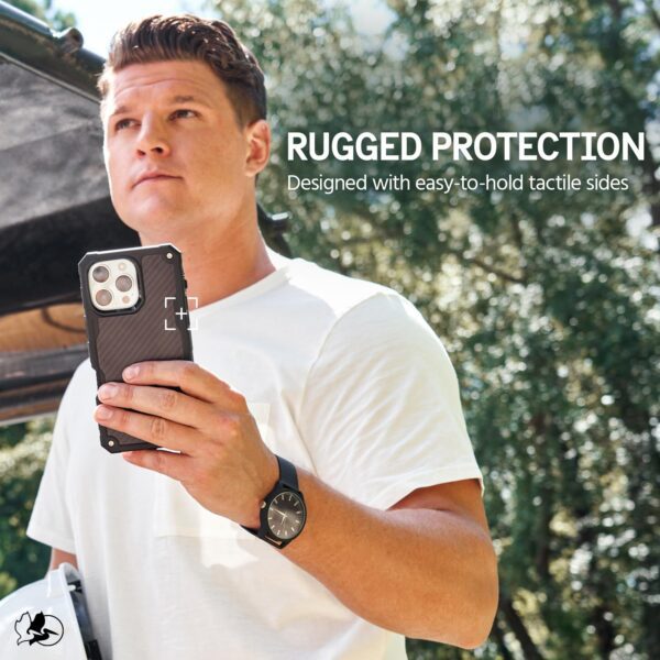 Pelican Shield iPhone 16 Pro Max Case [Compatible with MagSafe] Rugged Phone Case w/ 21ft Military-Grade Drop Protection - Heavy Duty Phone Cover w/Belt Clip Holster for iPhone 16 Pro Max - Carbon - Image 6