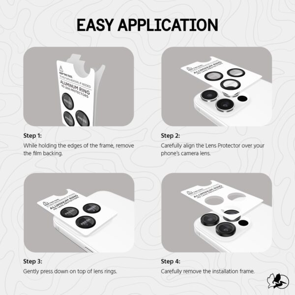 Easy camera lens protector application steps.