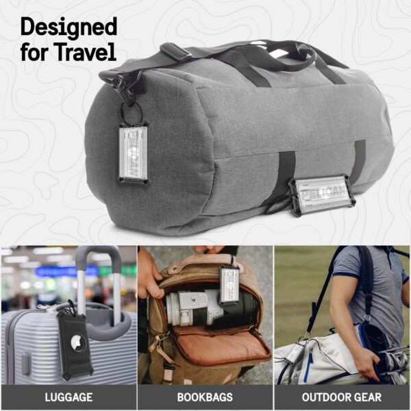 Pelican Luggage Tag, Holder for Apple AirTag - Scratch Resistant and Steel Plate Reinforced Luggage Rugged Case with Name Tag - Stainless Steel Loop with Airtag Case for Travel - Black - Image 3