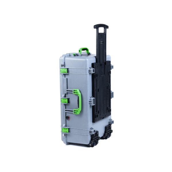 Pelican 1650 Case by ColorCase - Silver - Large Size Rolling Waterproof Case (Case Only) - Lime Green Handles & Latches