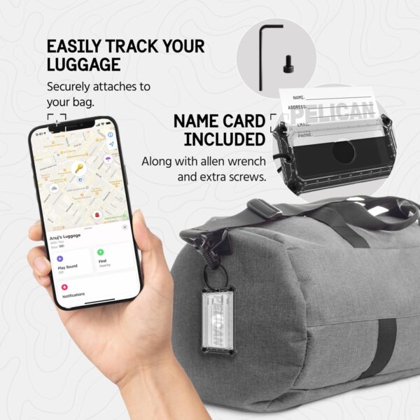Pelican Luggage Tag, Holder for Apple AirTag - Scratch Resistant and Steel Plate Reinforced Luggage Rugged Case with Name Tag - Stainless Steel Loop with Airtag Case for Travel - Black - Image 6