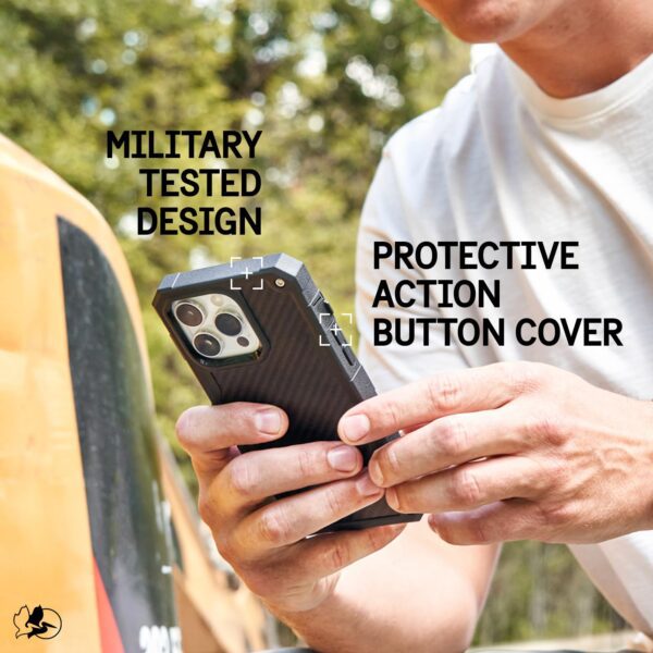 Pelican Shield iPhone 16 Pro Max Case [Compatible with MagSafe] Rugged Phone Case w/ 21ft Military-Grade Drop Protection - Heavy Duty Phone Cover w/Belt Clip Holster for iPhone 16 Pro Max - Carbon - Image 5