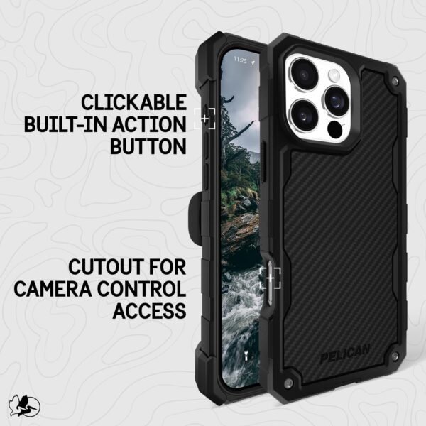 Pelican Shield iPhone 16 Pro Max Case [Compatible with MagSafe] Rugged Phone Case w/ 21ft Military-Grade Drop Protection - Heavy Duty Phone Cover w/Belt Clip Holster for iPhone 16 Pro Max - Carbon - Image 7