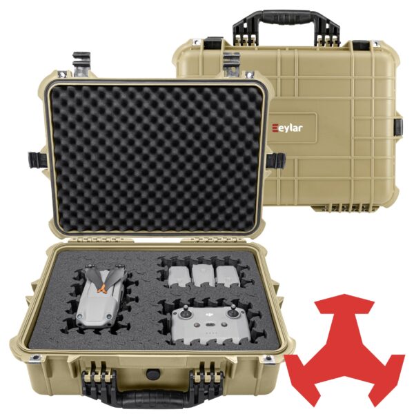 Eylar 20" Large Hard Case Equipped With Ragar Reconfigurable & Reusable XP Crosslinked Foam Insert, Waterproof, Shockproof For Equipment, Drones And Cameras (2 Ragar Layers) (Tan)