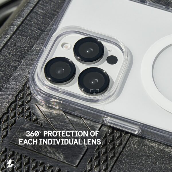 Pelican Camera Lens Protector w/Aluminum Rings for iPhone 16 Pro Max/iPhone 16 Pro - 9H Tempered Glass - Durable Anti-Scratch, Anti-Shatter, HD View w/Night Shoot, Case Friendly, Easy Install - Black - Image 5