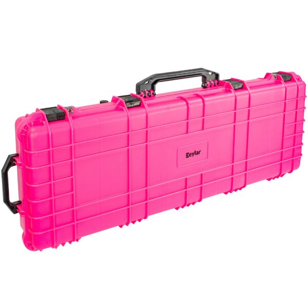Eylar 38" Inch Protective Roller Rifle Hard Case with Foam, Waterproof & Crushproof, Two Rifles Or Multiple Guns, Pressure Valve with Lockable Fittings Pink - Image 4