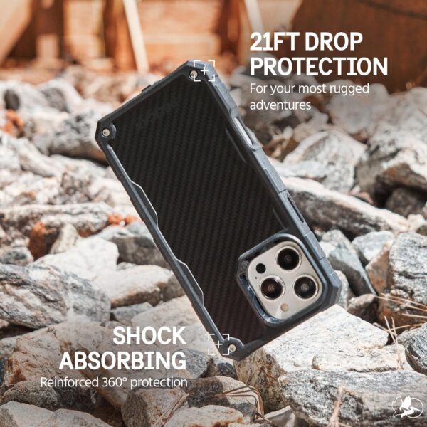 Pelican Shield iPhone 16 Pro Max Case [Compatible with MagSafe] Rugged Phone Case w/ 21ft Military-Grade Drop Protection - Heavy Duty Phone Cover w/Belt Clip Holster for iPhone 16 Pro Max - Carbon - Image 8
