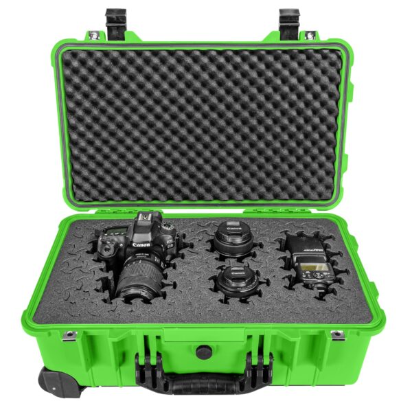 Eylar 22" Carry-On Roller Hard Case With Ragar Reconfigurable & Reusable XP Crosslink Foam, Waterproof, Shockproof For Equipment, Drones And Cameras, TSA Standard (2 Ragar Layers) (Neon Green) - Image 5