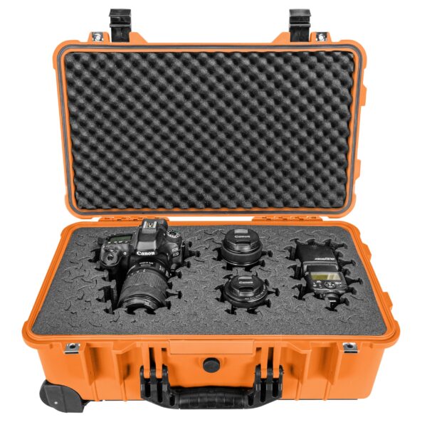 Eylar 22" Carry-On Roller Hard Case With Ragar Reconfigurable & Reusable XP Crosslink Foam, Waterproof, Shockproof For Equipment, Drones And Cameras, TSA Standard (2 Ragar Layers) (Orange) - Image 5