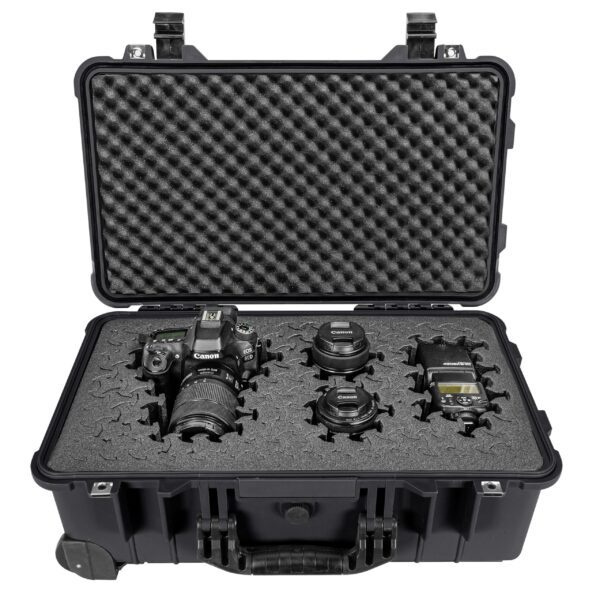 Eylar 22" Carry-On Roller Hard Case With Ragar Reconfigurable & Reusable XP Crosslink Foam, Waterproof, Shockproof For Equipment, Drones And Cameras, TSA Standard (2 Ragar Layers) (Black) - Image 5