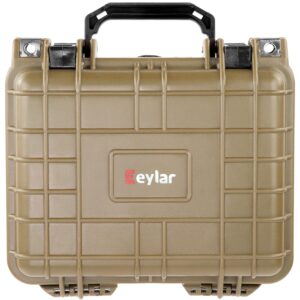 Eylar Small 10.62" Deep Gear, Equipment, Hard Camera Case Waterproof with Foam TSA Standards (Tan)