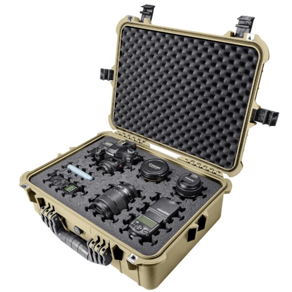 Eylar 20" Large Hard Case Equipped With Ragar Reconfigurable & Reusable XP Crosslinked Foam Insert, Waterproof, Shockproof For Equipment, Drones And Cameras (2 Ragar Layers) (Tan) - Image 6