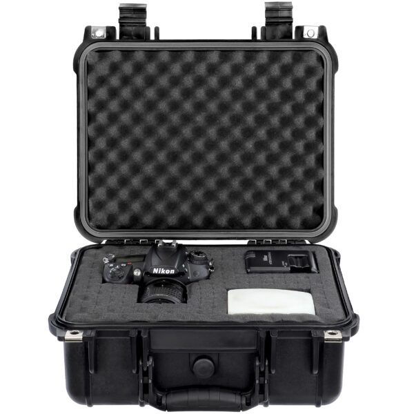 Eylar 13" Protective Hard Camera Case, IP67 Waterproof & Shockproof for Gear, Audio & Video Equipment, Drones, and Tools with Customizable Foam, TSA Approved, 13.37 Inch x 11.62 Inch x 6 Inch (Black) - Image 2