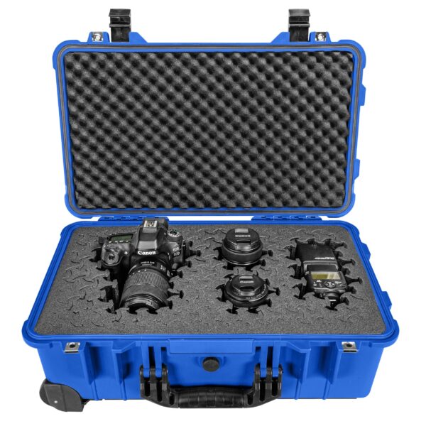 Eylar 22" Carry-On Roller Hard Case With Ragar Reconfigurable & Reusable XP Crosslink Foam, Waterproof, Shockproof For Equipment, Drones And Cameras, TSA Standard (2 Ragar Layers) (Blue) - Image 5