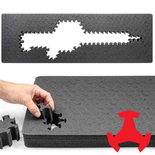 Eylar RAGAR 41.75" x 13.5" Reconfigurable & Reusable Protective XP Crosslinked Foam Insert For Hard Rifle Cases (1 Ragar Layer)
