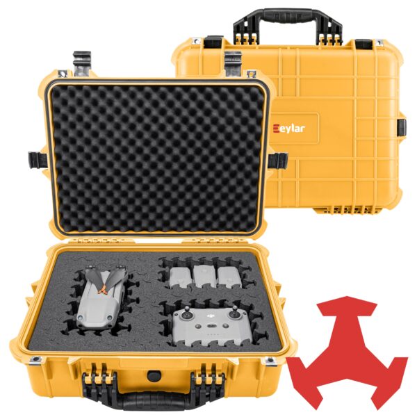 Eylar 20" Large Hard Case Equipped With Ragar Reconfigurable & Reusable XP Crosslinked Foam Insert, Waterproof, Shockproof For Equipment, Drones And Cameras (2 Ragar Layers) (Yellow)