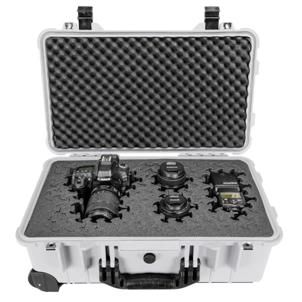 Eylar 22" Carry-On Roller Hard Case With Ragar Reconfigurable & Reusable XP Crosslink Foam, Waterproof, Shockproof For Equipment, Drones And Cameras, TSA Standard (2 Ragar Layers) (White) - Image 5