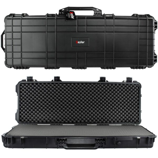 Eylar 53" Inch Protective Roller Hard Case with Foam, Waterproof & Crushproof, Pressure Valve with Lockable Fittings Black (Black)