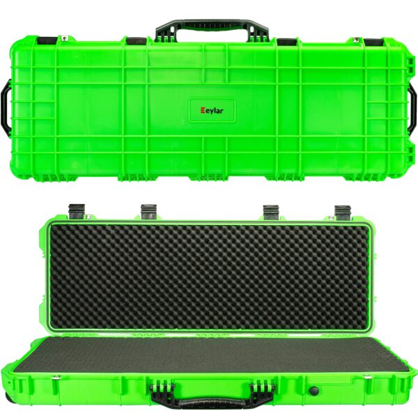 Eylar Protective Roller Rifle Hard Case With Foam, Waterproof & Crushproof, Two Rifles Or Multiple Guns, Pressure Valve With Lockable Fittings Neon Green (38")