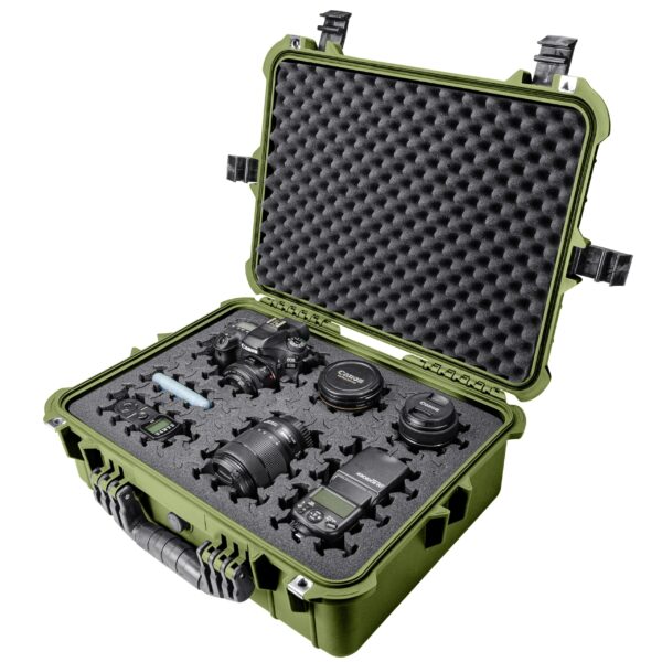 Eylar 20" Large Hard Case Equipped With Ragar Reconfigurable & Reusable XP Crosslinked Foam Insert, Waterproof, Shockproof For Equipment, Drones And Cameras (2 Ragar Layers) (Green) - Image 6