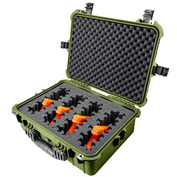 Eylar 20" Large Hard Gun Case Equipped With Ragar Reconfigurable & Reusable XP Crosslinked Foam Insert, Waterproof, Shockproof For Pistols and Handgun Accessories (2 Ragar Layers) (Green) - Image 6