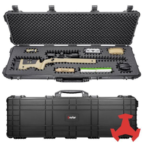 Eylar 48” Hard Rifle Case Equipped With Ragar Reconfigurable & Reusable XP Crosslinked Foam Insert, Waterproof, Shockproof Meets TSA Requirements (Black)