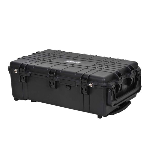 MEIJIA Portable Rolling Waterproof Protective Hard Case,Compact Camera Case With Wheels And Retractable Pull Handle,Customizable Fit Foam Inserted, Elegant Black,31.65inch x 19.37inch x 11.02inch - Image 9