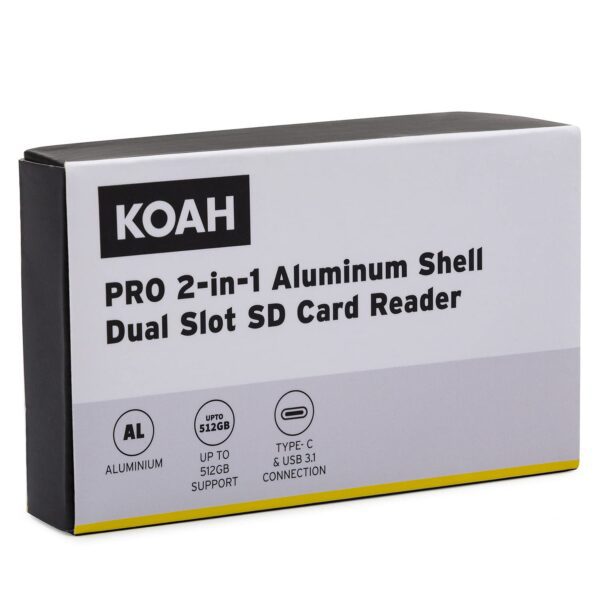 Koah Pro 2-in-1 Aluminum Shell OTG Dual Slot SD Card Reader and Rugged Memory Storage Carrying Case - Image 3