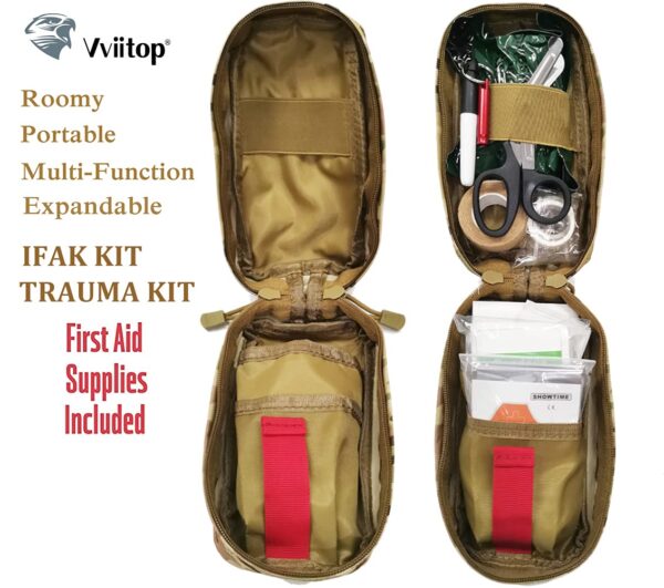 Med Kit Trauma Kit with Tourniquet, Emergency Survival First Aid Kits, EMT IFAK Medical Kit for Severe Bleeding Control, Military Camping and Hiking (Tan) - Image 4
