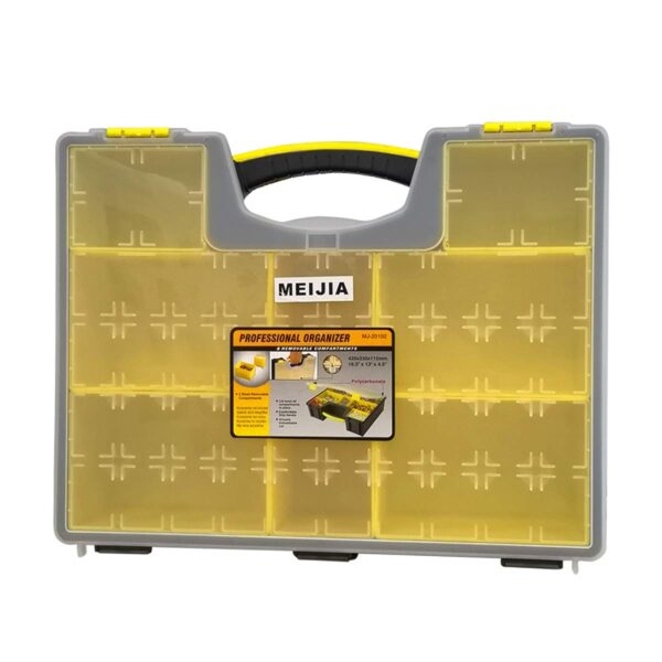 MEIJIA Plastic Tool Organizers with Removable Dividers,Plastic Storage Organizer Box (Yellow) (Large(16.5"x13.2"x4.52")) - Image 7
