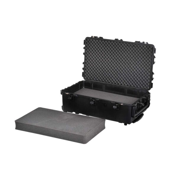 MEIJIA Portable Rolling Waterproof Protective Hard Case,Compact Camera Case With Wheels And Retractable Pull Handle,Customizable Fit Foam Inserted, Elegant Black,31.65inch x 19.37inch x 11.02inch - Image 3