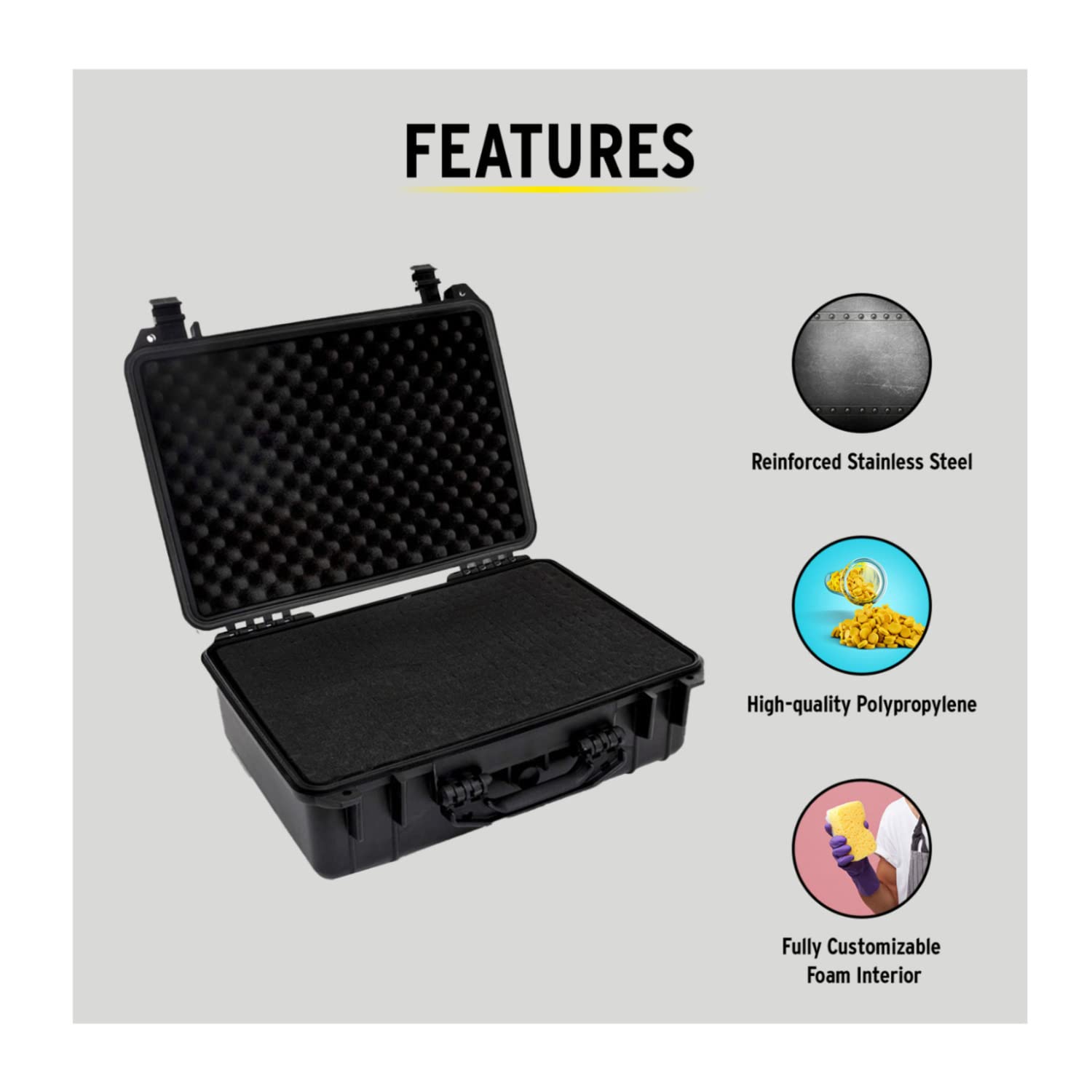 Koah Weatherproof Hard Case with Customizable Foam (18 x 14 x 7 Inch, 2-Pack) Bundle (2 Items) - Image 8