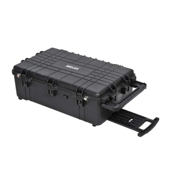 MEIJIA Portable Rolling Waterproof Protective Hard Case,Compact Camera Case With Wheels And Retractable Pull Handle,Customizable Fit Foam Inserted, Elegant Black,31.65inch x 19.37inch x 11.02inch - Image 4