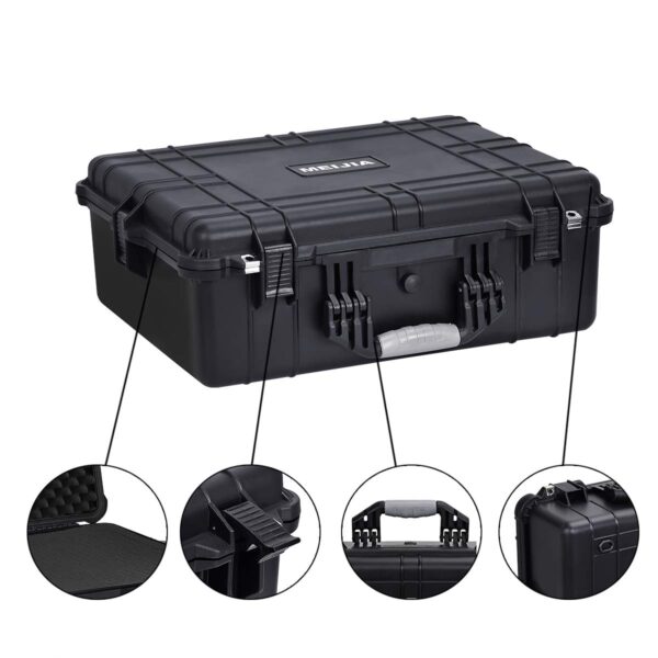 MEIJIA Portable Waterproof Protective Hard Case, Camera Case with Customizable Fit Foam Inserted,Fit Use of Drones,Camera,Equipments, Elegant Black (24.25"X19.43"X8.68") - Image 2