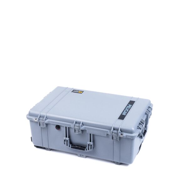 ColorCase Pelican 1650 Case Silver - Large Sized Rolling Waterproof Case with Pick Pluck Foam Convoluted Lid Foam - Silver Handles Latches - Image 2