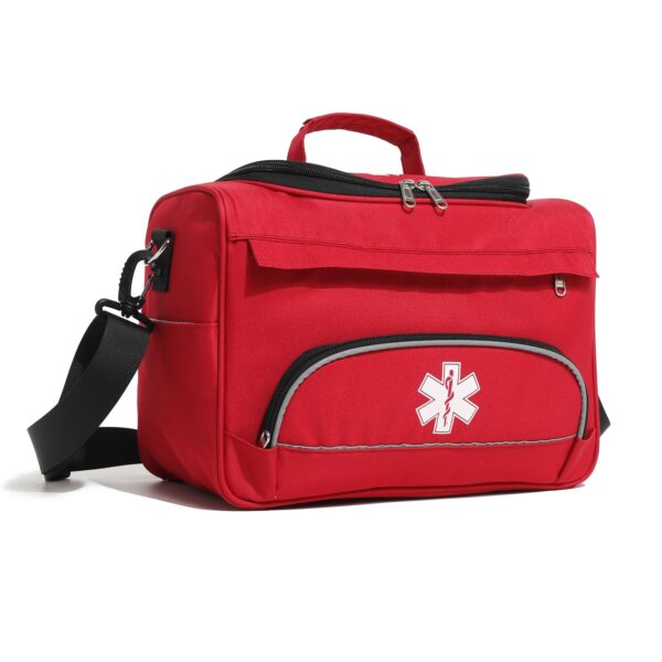 Empty Red First Responder Bag On Call Trauma Bag EMT First Aid Carrier for Paramedics and Emergency Medical Supplies Kit (Red) - Image 4
