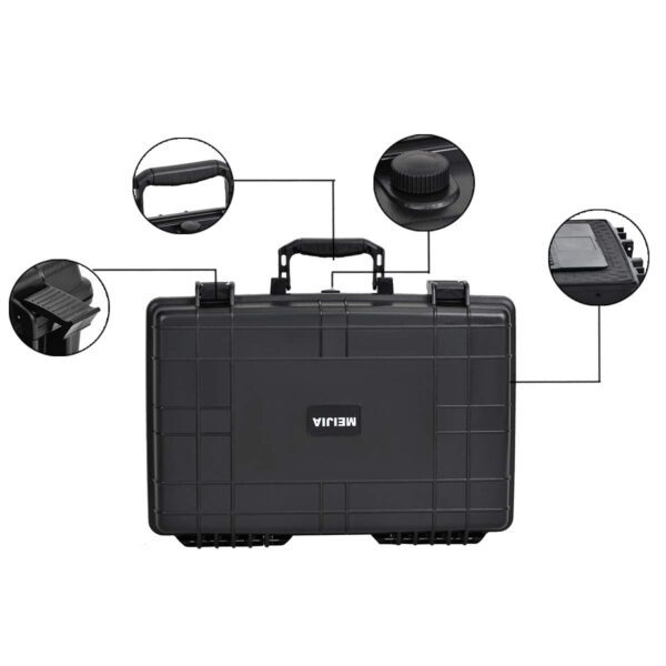 MEIJIA Portable IP67 Waterproof Protective Case,Hard Camera Case, Laptop Case,Customized Fit Foam Inserted, Elegant Black,Fit For Camera, Equipments, Lens,Drones (19.78"X13.93"X4.68") - Image 2