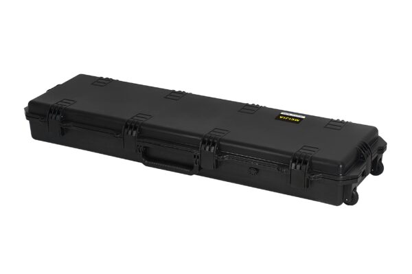 MEIJIA Portable Rolling Waterproof All Weather Rifle Hard Case with Wheels,Customizable Fit Foam Inserted, Elegant Black,53.8"X16.4"X6.7"