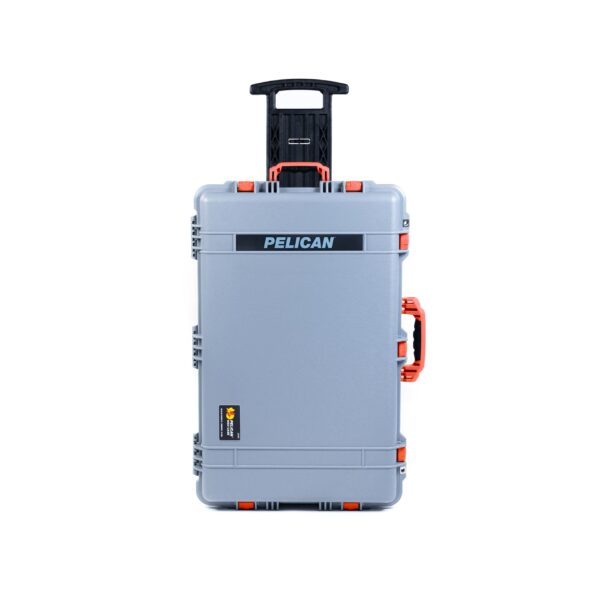 ColorCase Pelican 1650 Case Silver - Large Sized Rolling Waterproof Case with Pick & Pluck Foam & Convoluted Lid Foam - Orange Handles & Latches - Image 3