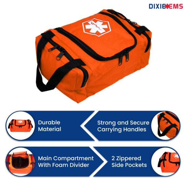 Dixie EMS Dixigear Empty First Responder II Bag 10.5" x 5" x 8" - Orange - Image 6