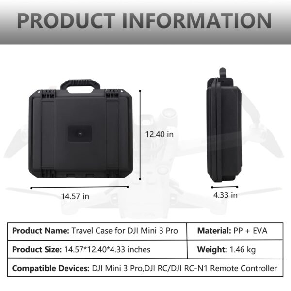 DJI Mini 3 Pro travel case dimensions and details.