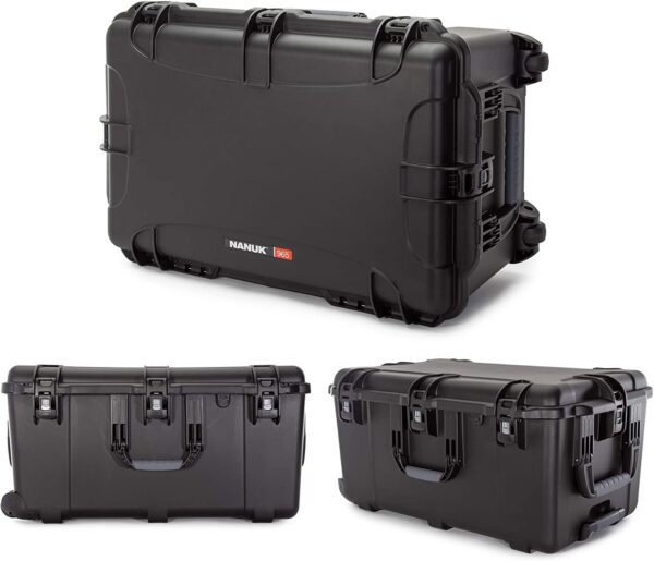 Nanuk 965 Waterproof Carry-On Hard Case with Lid Organizer and Padded Divider w/ Wheels - Black - Image 3