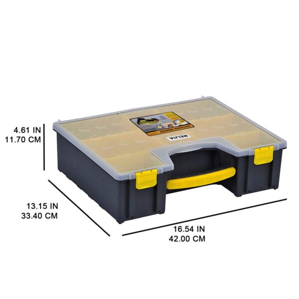MEIJIA Plastic Tool Organizers with Removable Dividers,Plastic Storage Organizer Box (Yellow) (Large(16.5"x13.2"x4.52")) - Image 8